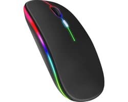 Assortix® Draadloze LED Bluetooth Muis - Ergonomisch - RGB - Laptop en Gaming - Draadloos - Zwart