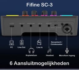FIFINE - SC3 - Zwart - Streaming Deck - DJ Mixer - Gaming Mixer - Podcast / Stream / Gaming - XLR Aansluiting - Line-in - Voice Changer — thumbnail 2