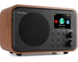 DAB radio - Audizio Vicenza - DAB / DAB+ en Internet radio met Bluetooth - WIFI - Accu - Zwart / Hout