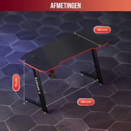 Avalo Gaming Bureau - 120x60x75 cm - Game Desk - Tafel - Game Bureau - Zwart — thumbnail 4