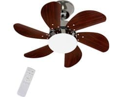 Plafondventilator met Verlichting - 6 Standen en Timer - Incl. Afstandbediening - Winter en Zomer Functie - Stil - Slaapkamer - Woonkamer - E27 fitting - Plafond Ventilator - Donkerbruin — afbeelding 1