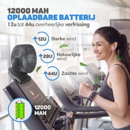 Vulpes Goods® Tech - Mini USB Ventilator PRO - Oplaadbare Tafelventilator - Stille Mini Fan met Afstandsbediening - Handventilator - Klein, Stil & Geruisloos - 3 Snelheden & Verlichting - 12000 mAh & Powerbank functie - Premium Zwart — thumbnail 4