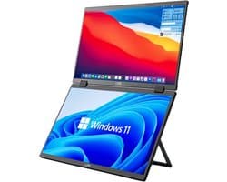 Lipa HDR-72 Dual Portable monitor Full HD - Foldable opvouwbaar scherm - Beeldscherm - Computerscherm - Ultrawide monitor - Ook Windows & MacOS - 2x 15.6 inch - Tri-screen- Triple monitor - 60 Hz - HDR en IPS - Verticaal Ultrawide