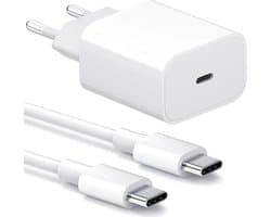 Vastiq Power® Snellader USB-C Oplader Set 1m – USB-C Kabel + Adapter – Power Delivery – Geschikt voor USB-C Smartphones & Tablets