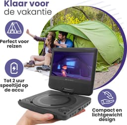 Caliber Draagbare DVD Speler Auto - 7 Inch - Draagbare DVD Speler - Inclusief hoofdsteun houder - Draaibaar Scherm met USB en Accu - Zwart (MPD107) — thumbnail 5
