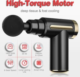 Mini Massage Gun Deep Tissue, 6 Snelheden Draadloze Handheld Spier Massager met 4 Hoofden, Super Stil Oplaadbaar Apparaat Pijnverlichting, Geschenken — thumbnail 4