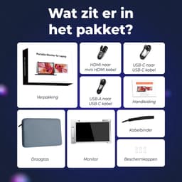 Govati Portable Monitor - 14.1 inch - Full HD 1080 P - Extra Scherm Laptop - Draagbaar Monitor - Plug & Play - Grijs - Blauwe Licht — thumbnail 2
