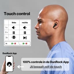 DunRock Bubble - draadloze oordopjes - Zwart - met Active Noise Cancelling - bluetooth oortjes - ENC filter in de microfoon - Met DunRock App voor je smartphone — thumbnail 3