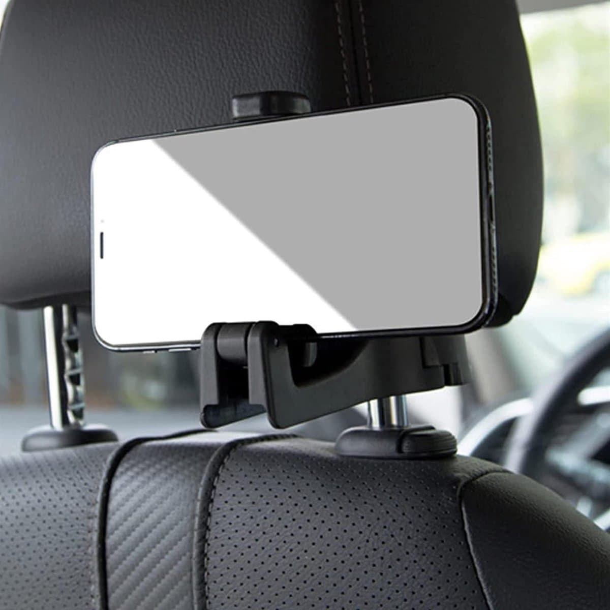 Auto Hoofdsteun Haak, 2 in 1 Auto Hoofdsteun Verborgen Haak, Auto Zetel Terug Haken Met Telefoon - Houder Auto Achterbank Organisator - Zware Opslag Haken Voor Tassen Fles — afbeelding 1