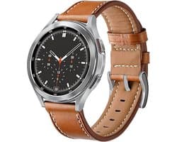Podec Smartwatch Bandje Bruin Leer 20mm - Horlogebandje geschikt voor Samsung Galaxy Watch Active / Active2 40 & 44mm / Galaxy Watch 3 41mm / Galaxy Watch 42mm / Galaxy Watch 4 & 4 Classic / Watch 5 / 5 Pro / Watch 6 / 6 Classic / Gear Sport