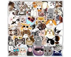 Katten Stickers 50 Stuks | Grappige Dieren Stickers | Kat | Poes | Kitten | Humor | Laptop Stickers | Stickers Kinderen | Stickers Volwassenen | Stickervellen | Plakstickers | Koffer Stickers | Stickers Bullet Journal | Planner Stickers