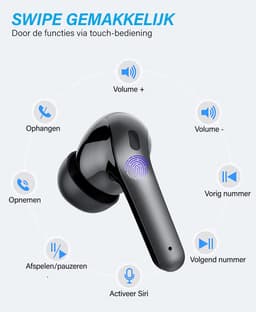 Nubex® Draadloze Oordopjes - Bluetooth Oordopjes 5.3 - 30 Uur Afspeeltijd - Oortjes draadloos - Touch Bediening - Zwart — thumbnail 4