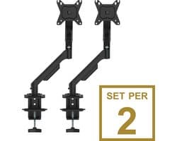 Monitorarm 13-32 Inch zwart - draaibaar - kantelbaar - zwenkbaar - staal - voor 2 monitoren - Set van 2