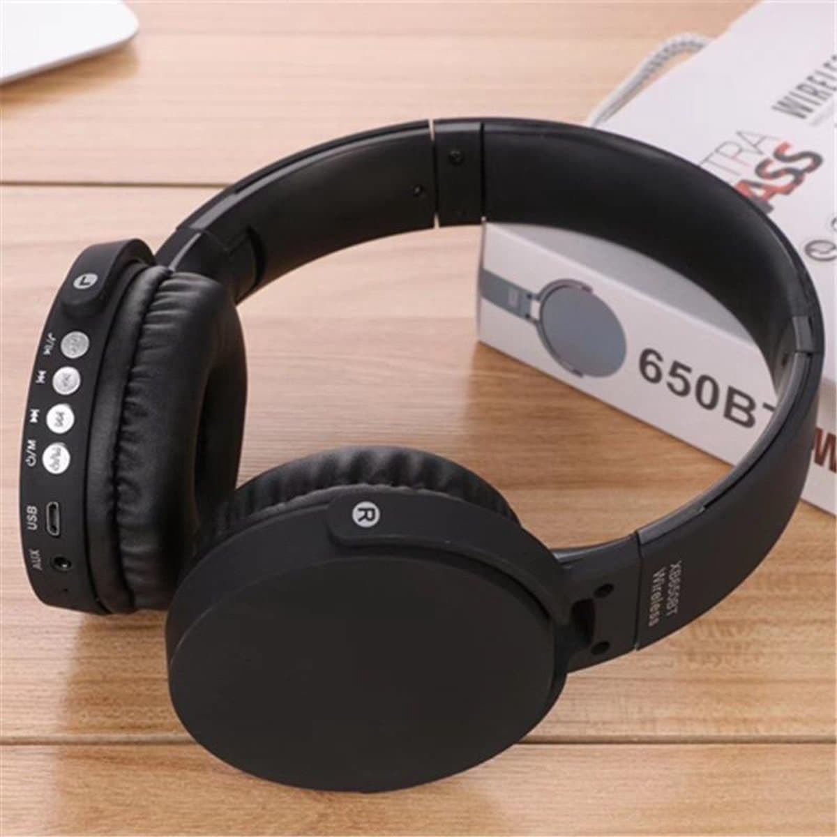 Bluetooth koptelefoon over ear, draadloze koptelefoon en vaste Inklapbaar headsets met een ingebouwde microfoon, Micro SD/TF, FM Geschikt voor: iPhone/Samsung/iPad/Huawei – 650BT Zwart — afbeelding 1
