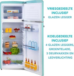 DOMO DO91705R Retro Koelkast - Koelvriescombinatie - D - 206 L - Blauw — thumbnail 5