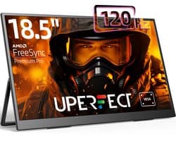 UPERFECT 18.5" Portable Gaming draagbaar Monitor| 120Hz FHD IPS draagbaar scherm| 100% sRGB | 1200:1 Contrast | Dual HDMI/Type-C | VESA Mount | Ultra-Slim Design