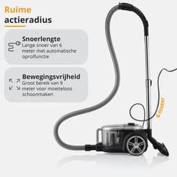 ETA Stormy Car Stofzuiger zonder Zak met Opzetstukken - HEPA 13 Filter, Instelbare Zuigkracht, ECO Motor en 360° Draaibaar – 2,2 Liter – Zwart — thumbnail 5