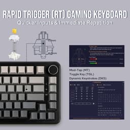 Ajazz AK820 MAX HE - 75% Bedraad RGB Gaming Toetsenbord - Hall Effect - Rapid Trigger - Magnetische Toetsen - Gasket - Hot Swap - 8K Hz Polling Rate - QWERTY Toetsenborden - 82 Keys - Gradient Grijs — thumbnail 5