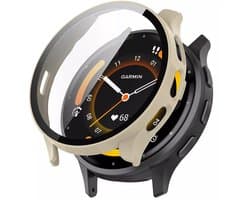 Strap-it Bescherm Hoesje met Glasplaat – Geschikt voor Garmin Venu 3s – Beige – Case met Screen Protector