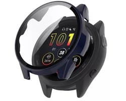 Strap-it Bescherm Hoesje met Glasplaat – Geschikt voor Garmin Forerunner 265 – Donkerblauw – Case met Screen Protector