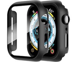 Screenprotector Glas + Hoesje geschikt voor Apple Watch 9 / 8 / 7 41mm - Volledig 360 Graden Case Bescherming