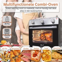 Luxe Heteluchtoven – Airfryer – Multifunctionele Combi Oven – Eenvoudige Bediening – Alles in één – 15L Inhoud – Met Bakplaat – Zilver — thumbnail 4
