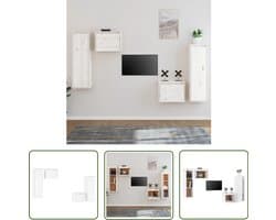 vidaXL Tv-meubelset wit massief grenenhout Televisie Meubel - Houtsoort - Tv Stand - Grenoble Hout - Wit