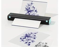 Tattoo Stencil Printer - Incl. 10x tattoo papier + opbergzak - Draagbare - Draadloze - Bluetooth Thermal Printer - Voor A4 - Zwart/Groen