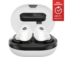 Arctis GameBuds — Actieve Noisecancellation — Mobiele app met audiopresets — 40 uur accuduur met Qi-oplaadcase — PC, Mobile & Playstation — Wit