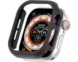By Qubix - Hard case 46mm (open front) - Zwart - Geschikt voor Apple Watch 46mm hoesje - screenprotector - Bescherming iWatch - Bescherm hoesje