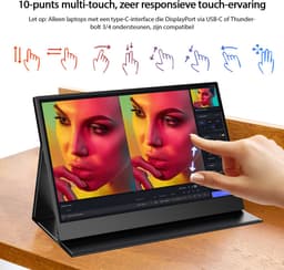 UPERFECT Portable Monitor E07 15,6" Touchscreen Draagbare Monitor | 10-Punts Aanraking | Full HD IPS | Spiegelend Scherm | Dual USB-C PD | Draagbaar Design — thumbnail 3