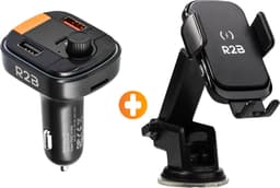 R2B Telefoonhouders Auto Zuignap met Draadloze Oplader + Bluetooth Transmitter Auto - Raam/Dashboard/Ventilatie - Gsm Houder Auto - FM Transmitter - Autolader - Auto Accessoires — thumbnail 1