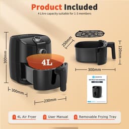 Aigostar Airfryer - Heteluchtfriteuse 4 liter - 1500W Zwart — thumbnail 7
