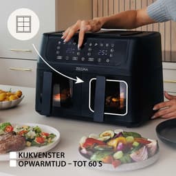 Zeegma Knapper Dual - Airfryer - 9L - 1700 W - 12 frituurprogramma's - Vetvrij Koken - Tefloncoating — thumbnail 5