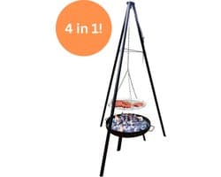 Muntel® BBQ Tripod - Driepoot -Inclusief Pot - Inclusief Rooster - Inclusief Vis Rookplankjes - Inclusief Vuurschaal - 65 x 180 cm