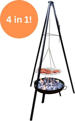 Muntel® BBQ Tripod - Driepoot -Inclusief Pot - Inclusief Rooster - Inclusief Vis Rookplankjes - Inclusief Vuurschaal - 65 x 180 cm — thumbnail 1
