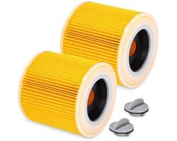 2 filterelementen - rond filterelement - patroonfilter - voor Kärcher stofzuigers filter - voor Kärcher WD3 Premium, WD2, WD3, WD3P, MV2, MV3 - WD3 filter - vervangingsfilter voor Kärcher stofzuigers Apparaat 6.414-552.0/64145520