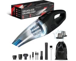 Duriant ® -Kruimeldief snoerloos -Handstofzuiger- Autostofzuiger- Oplaadbaar- 5 opzetstukken en Autolader-Kruimelzuiger- 10000Pa - 2x HEPA FILTER- Best Verkocht-Nat en droog -Incl. Opbergtas