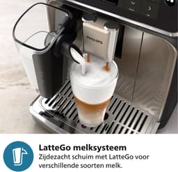 Philips 5400 Series - Espressomachine - 12 Verschillende Dranken - LatteGo Melksysteem - Keramische molen - AquaClean Filter - Volautomatisch - Zwart & Zilver - Koffiemachine met bonen - EP5447/90 — thumbnail 4