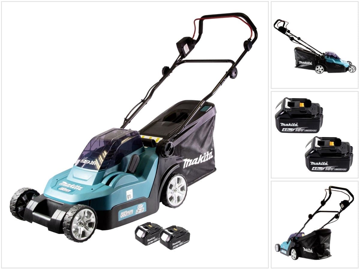 Makita DLM 382 M2 accu grasmaaier 36 V ( 2x 18 V ) 38 cm 40 l + 2x accu 4,0 Ah - zonder oplader — afbeelding 1