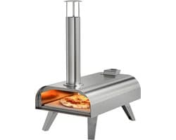 KitchenBrothers Pizza Oven - Houtgestookt - Tafelmodel - PFAS-vrij - Inklapbaar - Pizzasteen - tot 460°C - Pizza maker - Complete Set - Pizzaoven voor Buiten - RVS