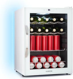 Klarstein Drankkoeler Coachella 60 Drankenkoelkast - 60 liter met wifi, glazen deur, LED-binnenverlichting, 3-18 °C, 7 lichtkleuren, 3 metalen schappen, energie-efficiëntieklasse E, wit - Drankkoelkast - Touch - RVS - Drankenkoeler — thumbnail 1