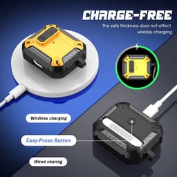 Sounix Hoesje geschikt voor Airpods Pro 1 / 2 - Met schoonmaak borstel - Airpods Pro Hoesje - Armor Case met Lock - Geel — thumbnail 4