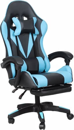 Bayt Gamestoel - Gaming chair - Gamingstoel - Comfort gamer stoel - Zwart en Lichtblauw — thumbnail 1