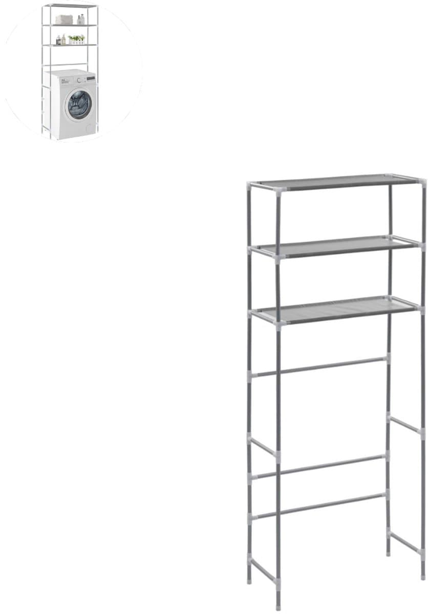 Wasmachine rek - Ombouw - Kast - Opbouwmeubel - Verhoger - Wasmachine meubel - Opbergkast - Ijzer - Zilver — afbeelding 1