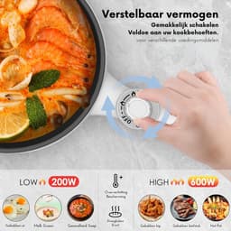 Hotpot Electrisch Chinees – Kaasfondue Pan Elektrische Multipan – Multifunctioneel 1.7L - Chinese Fondue 200/600Watt – Saute Pan – Friteuse – Hete Pan- Stomer – Langzame Kookplaat – Gemakkelijk Schoon te Maken - Blauw — thumbnail 2
