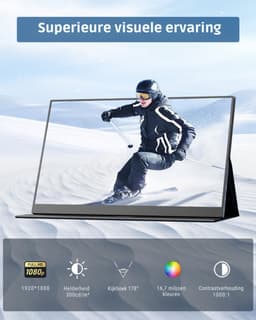 Draagbare Monitor voor Laptop – Portable Monitor 15,6 Inch – Draagbaar Scherm 1080FHD – HDMI / USB C – Extra Scherm Laptop – Laptop Scherm Uitbreider – Energiezuinig – ps5 Monitor - Tweede Scherm Laptop — thumbnail 5