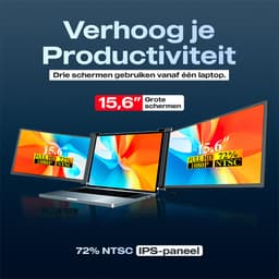 Quality4Less™ - Portable monitor 15.6" / 18,1" - Ultra HD - Laptop scherm uitbreider - Plug & Play - Tri screen - Inclusief Beschermhoes - Zwart — thumbnail 2