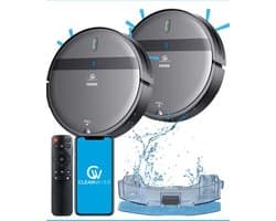 CleanWise Henk Duo Pack – 2× Robotstofzuiger met dweilfunctie en laadstation – 4500 Pa zuigkracht, app- en spraakbediening – ideaal voor huisdieren, harde vloeren & tapijt