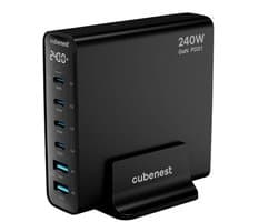 Cubenest PD GaN Adapter 240W S6D0 - USB-C PD Snellader - 4 USB-C & 2 USB-A Poorten - Ideaal voor Laptops, Smartphones en Tablets